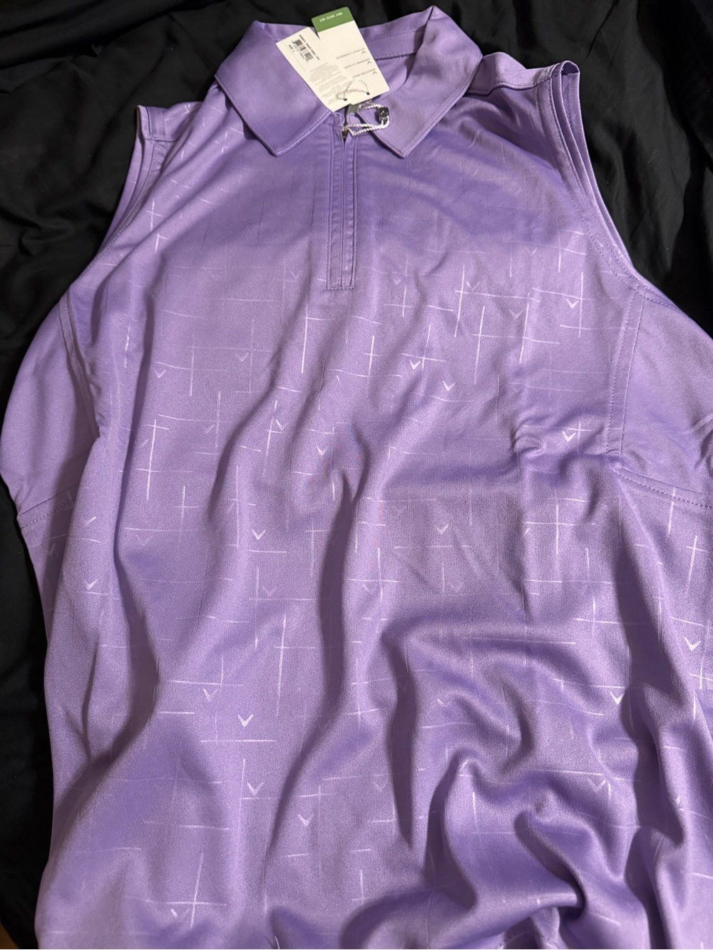 Callaway Lavender Sleeveless Golf Polo with Subtle Geo Print